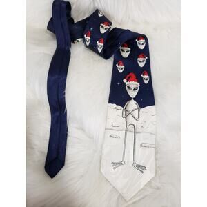 Vintage Alien Santa Christmas y2k 1997 dad joke ufo teacher neck‎ tie funny